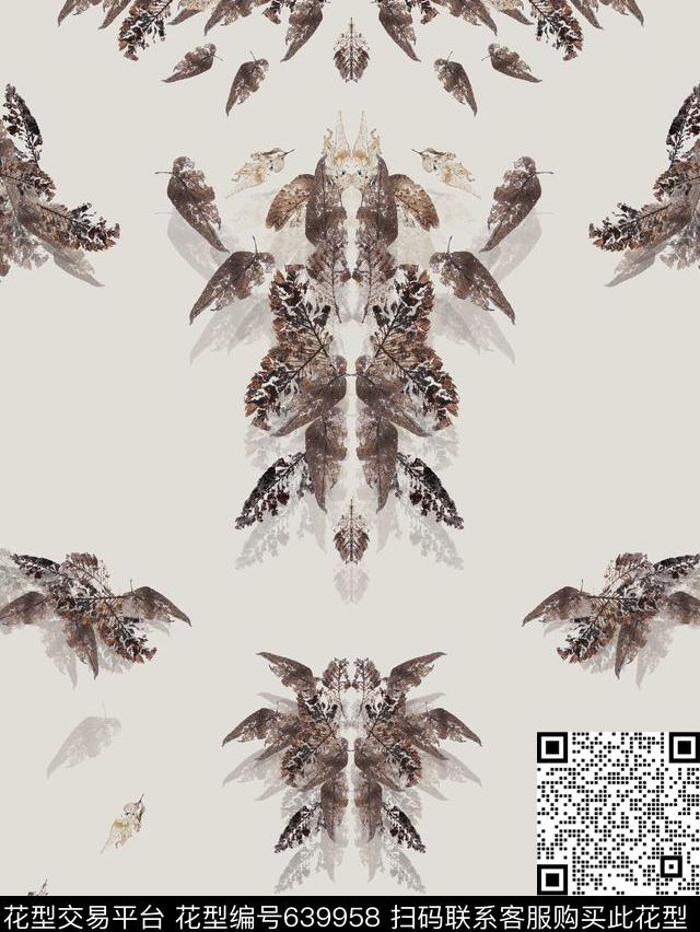 树叶叠影原创时尚男装枯叶影子t恤卫衣夹克数码印花华亿平台下载（图片编号: 639958） - 瓦栏（Walan）