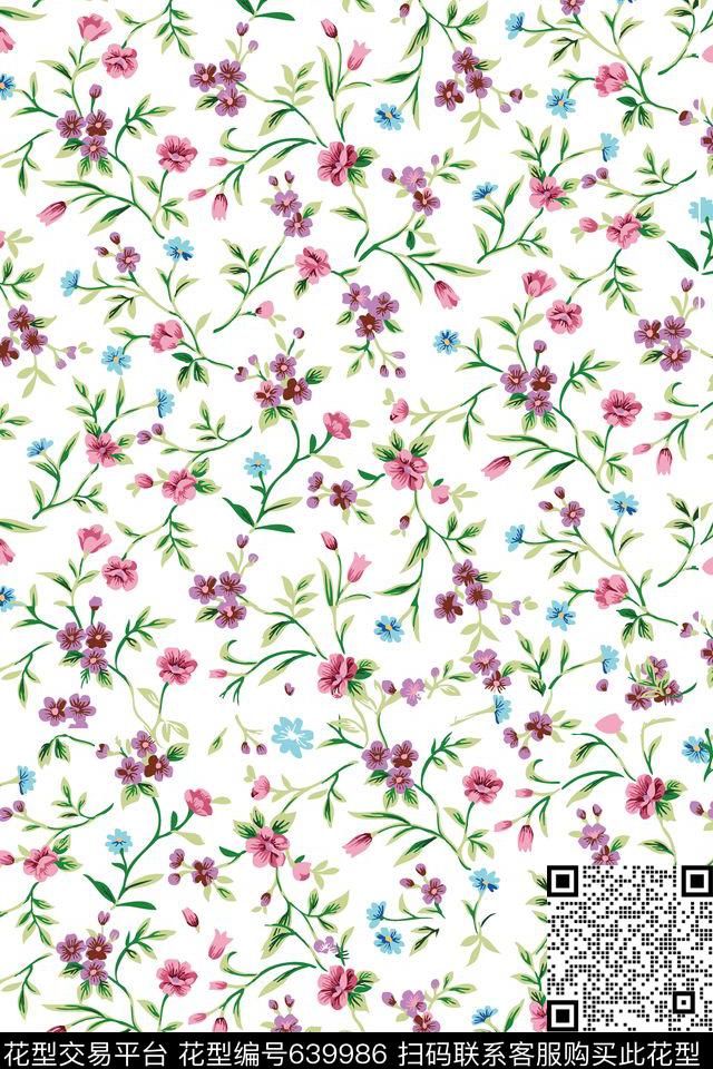 乱花花朵花卉传统印花华亿平台下载（图片编号: 639986） - 瓦栏（Walan）