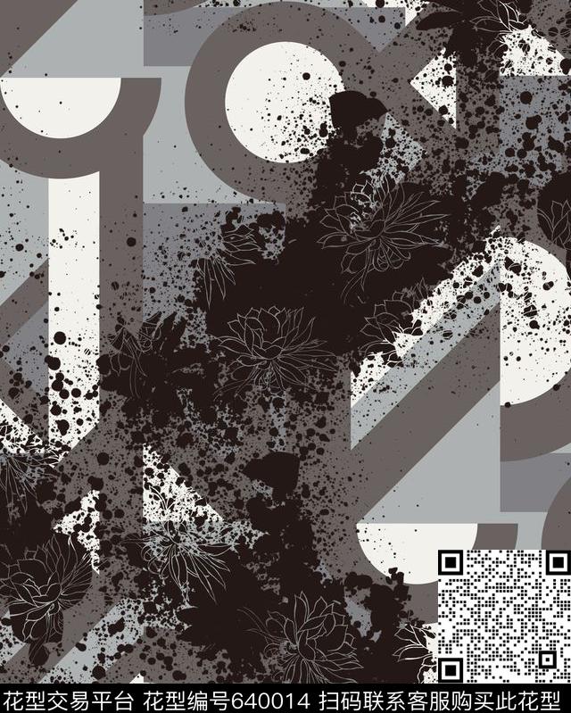 线条墨点.抽象传统印花华亿平台下载（图片编号: 640014） - 瓦栏（Walan）