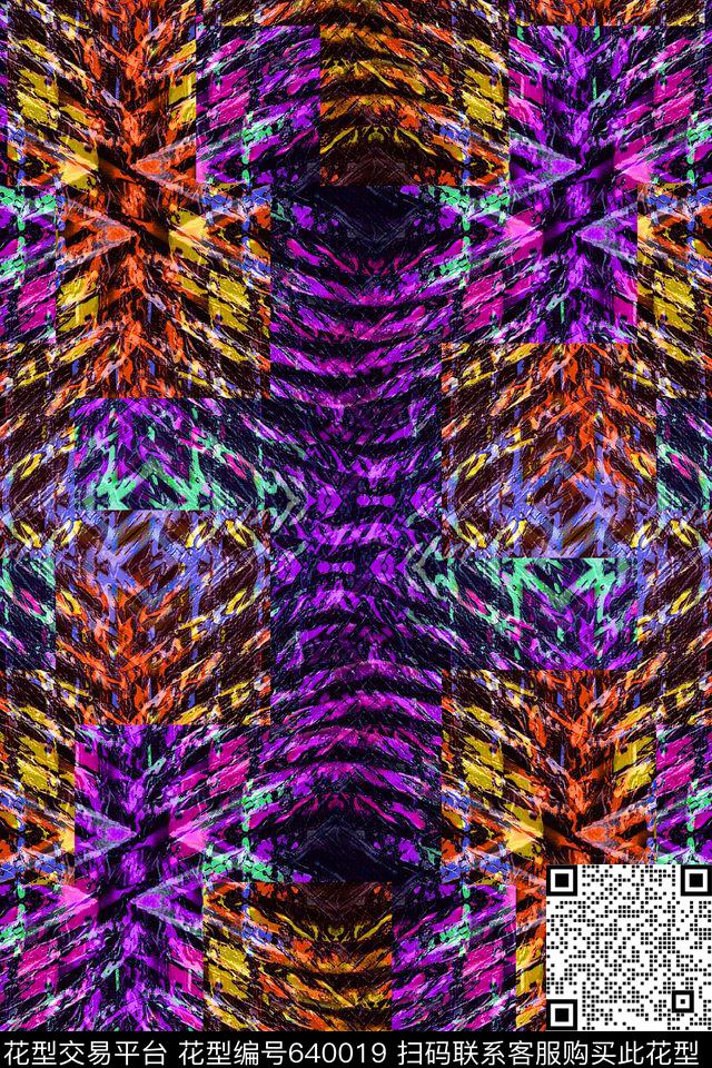 曲线细条纹波浪条纹数码印花华亿平台下载（图片编号: 640019） - 瓦栏（Walan）