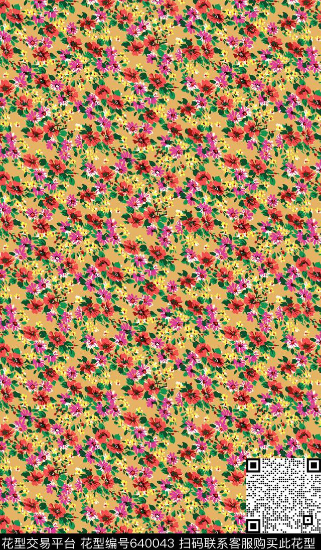 小碎花花朵花卉传统印花华亿平台下载（图片编号: 640043） - 瓦栏（Walan）