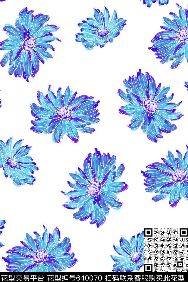 大花花卉泳装传统印花华亿平台下载（图片编号: 640070） - 瓦栏（Walan）