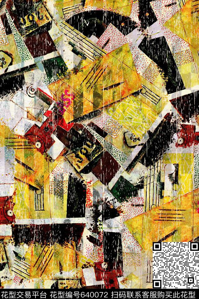 抽象肌理复古油画数码印花华亿平台下载（图片编号: 640072） - 瓦栏（Walan）