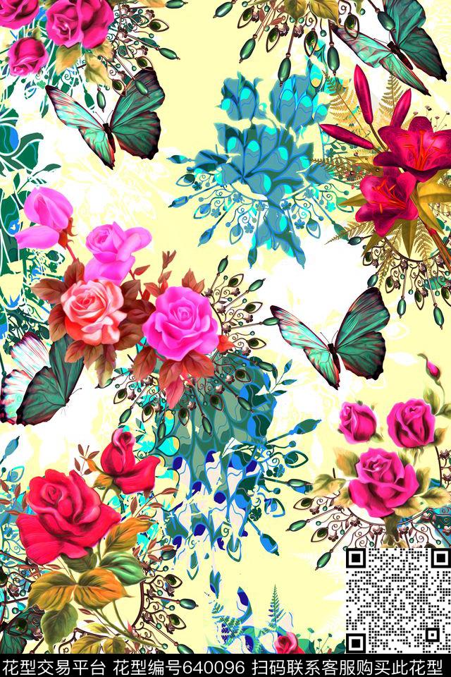 水彩花卉珠宝数码印花华亿平台下载（图片编号: 640096） - 瓦栏（Walan）