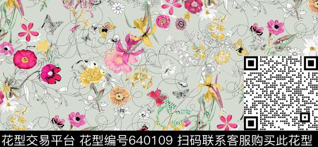 树叶清新小碎花传统印花华亿平台下载（图片编号: 640109） - 瓦栏（Walan）