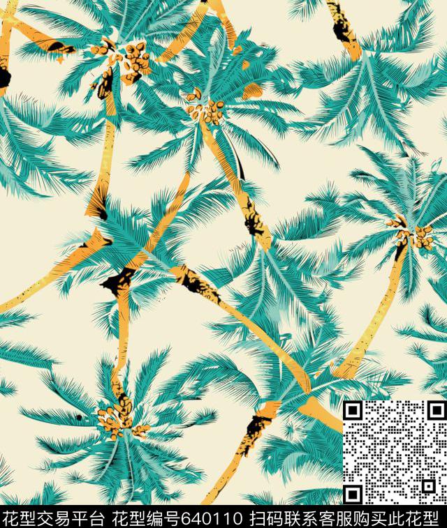 清新树叶热带植物传统印花华亿平台下载（图片编号: 640110） - 瓦栏（Walan）