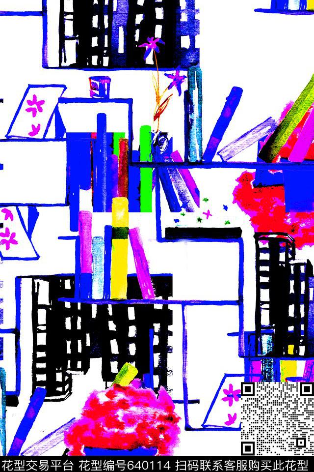 水彩手绘不规则几何数码印花华亿平台下载（图片编号: 640114） - 瓦栏（Walan）