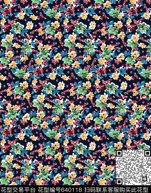 花朵花卉手绘矢量花朵传统印花华亿平台下载（图片编号: 640118） - 瓦栏（Walan）