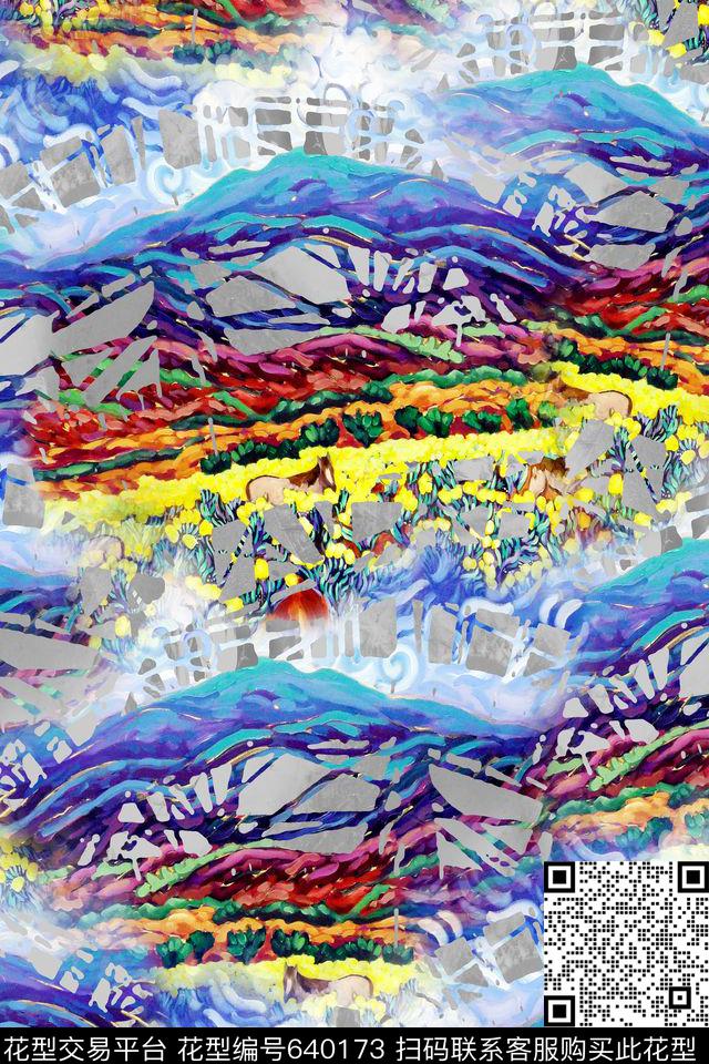 肌理感悟抽象女装数码印花华亿平台下载（图片编号: 640173） - 瓦栏（Walan）
