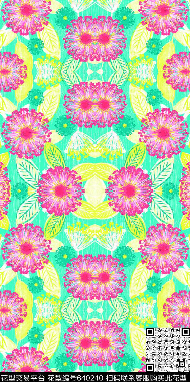 乱花大花花朵数码印花华亿平台下载（图片编号: 640240） - 瓦栏（Walan）