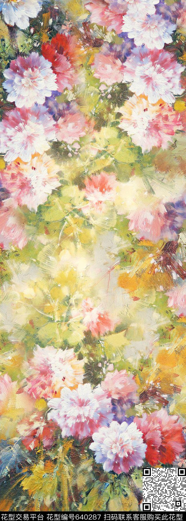 现代时尚花朵数码印花华亿平台下载（图片编号: 640287） - 瓦栏（Walan）