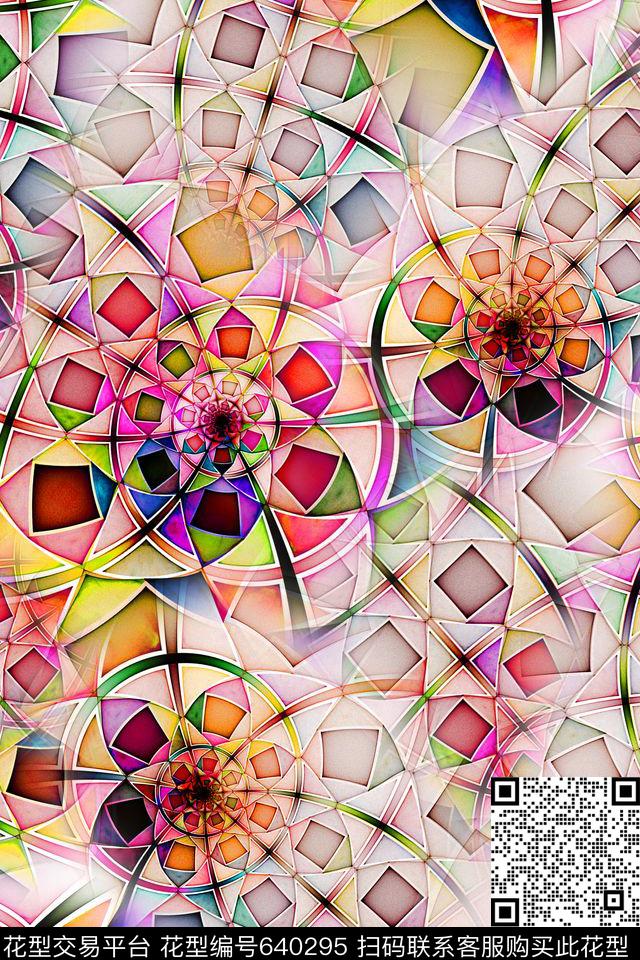 几何抽象梦幻数码印花华亿平台下载（图片编号: 640295） - 瓦栏（Walan）