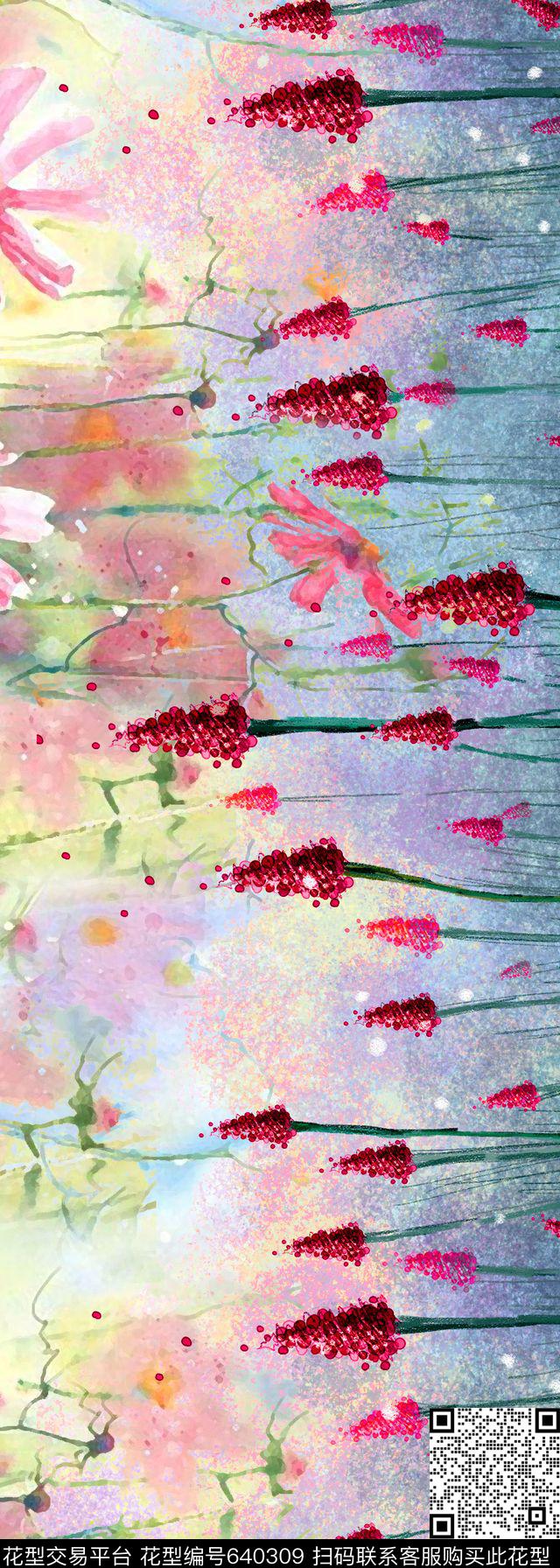 时尚现代花朵数码印花华亿平台下载（图片编号: 640309） - 瓦栏（Walan）