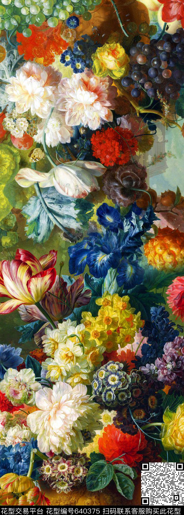 时尚现代花朵数码印花华亿平台下载（图片编号: 640375） - 瓦栏（Walan）