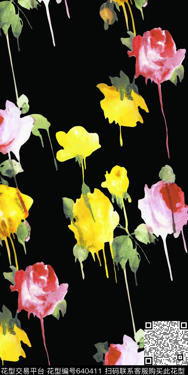 花朵花卉数码印花华亿平台下载（图片编号: 640411） - 瓦栏（Walan）
