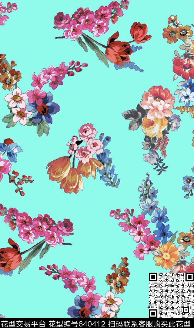 欧美小花朵数码印花华亿平台下载（图片编号: 640412） - 瓦栏（Walan）