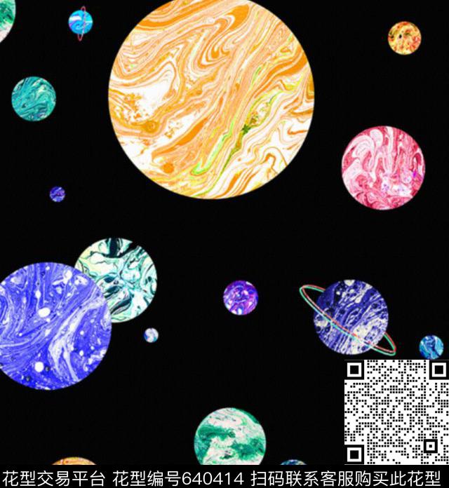 彩色星球行星数码印花华亿平台下载（图片编号: 640414） - 瓦栏（Walan）