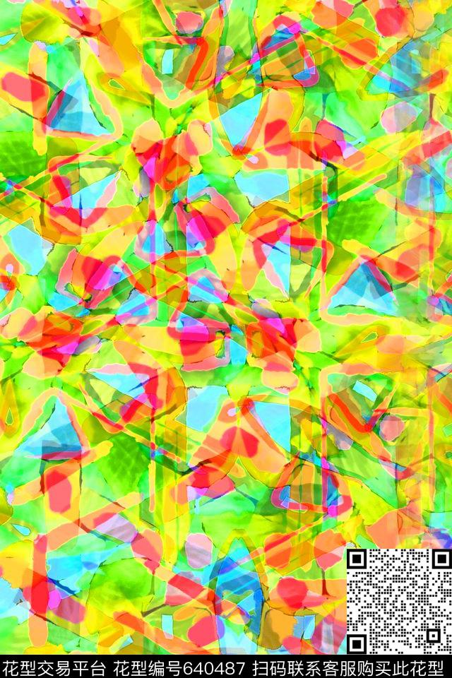 条子波浪条纹几何条纹数码印花华亿平台下载（图片编号: 640487） - 瓦栏（Walan）