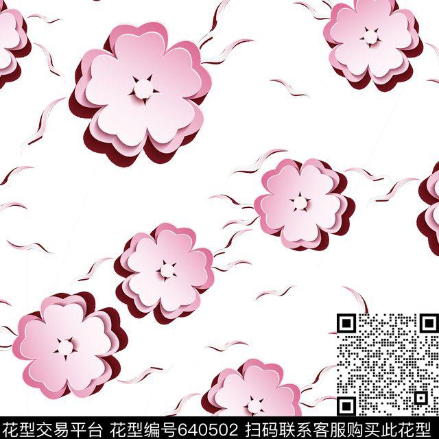 花朵花卉立体浮雕花纹数码印花华亿平台下载（图片编号: 640502） - 瓦栏（Walan）