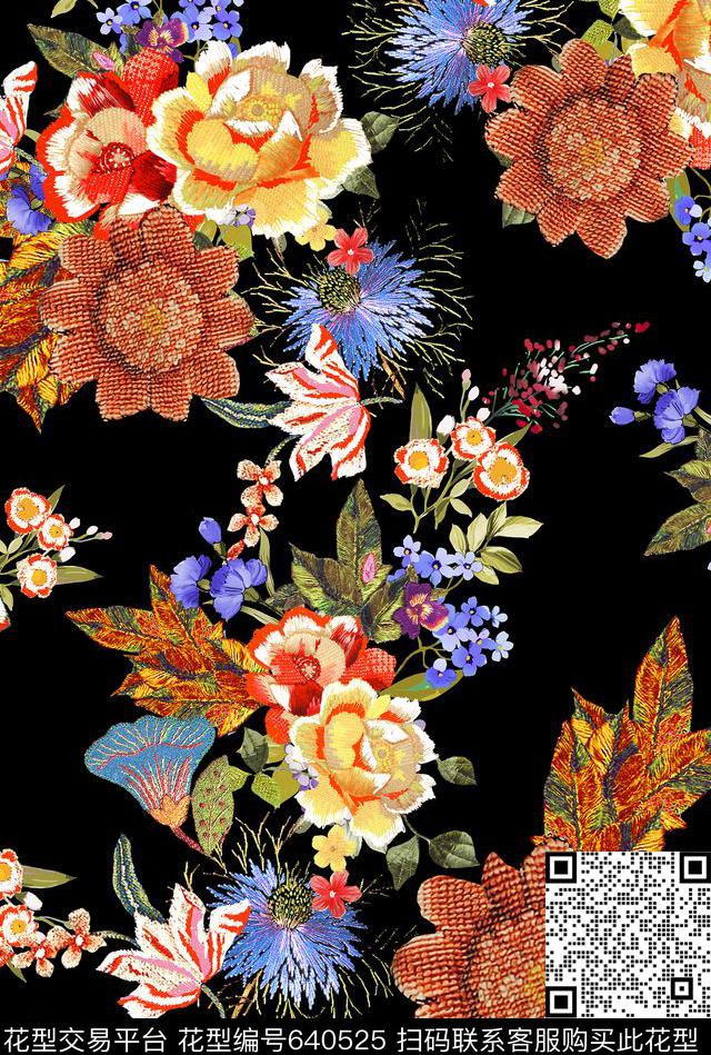 欧美大牌风佩斯利数码印花华亿平台下载（图片编号: 640525） - 瓦栏（Walan）