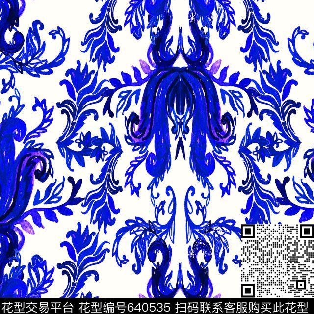 火腿花佩斯利腰果传统印花华亿平台下载（图片编号: 640535） - 瓦栏（Walan）