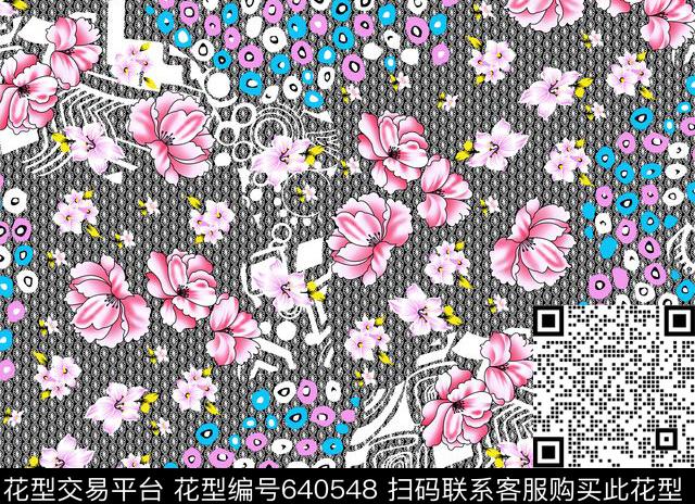 玫瑰花朵花卉传统印花华亿平台下载（图片编号: 640548） - 瓦栏（Walan）