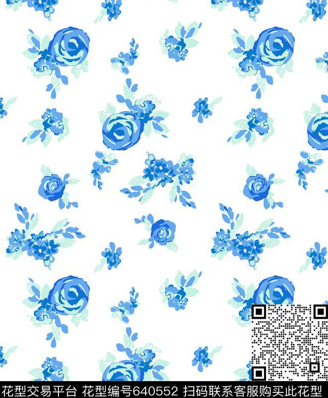 玫瑰花朵花卉传统印花华亿平台下载（图片编号: 640552） - 瓦栏（Walan）