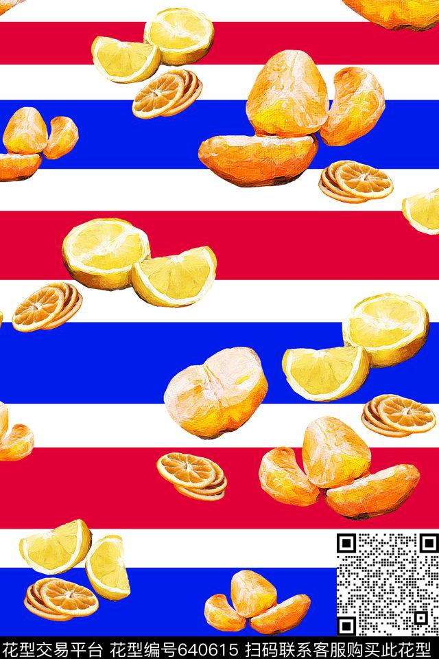 泳装水果条纹数码印花华亿平台下载（图片编号: 640615） - 瓦栏（Walan）