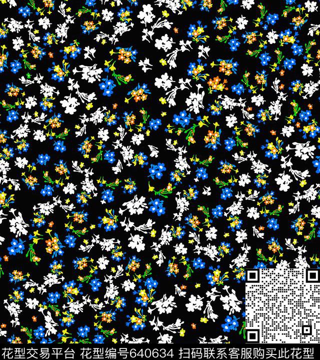 牵牛花乱花花朵传统印花华亿平台下载（图片编号: 640634） - 瓦栏（Walan）