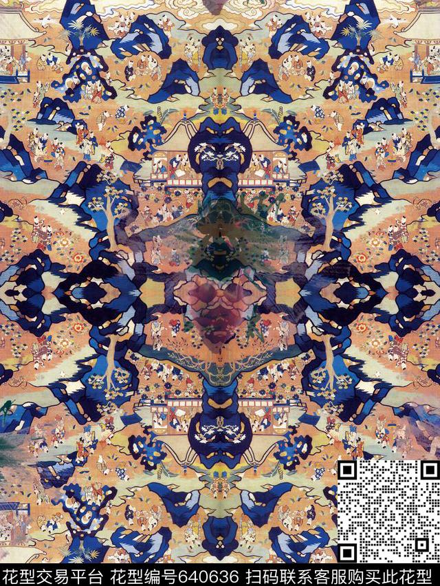 复古、手绘、荷叶传统印花华亿平台下载（图片编号: 640636） - 瓦栏（Walan）