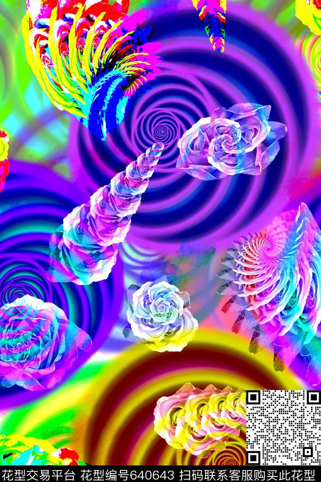 床品连衣裙抽象花卉数码印花华亿平台下载（图片编号: 640643） - 瓦栏（Walan）