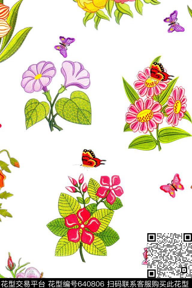 旗袍连衣裙中国风数码印花华亿平台下载（图片编号: 640806） - 瓦栏（Walan）