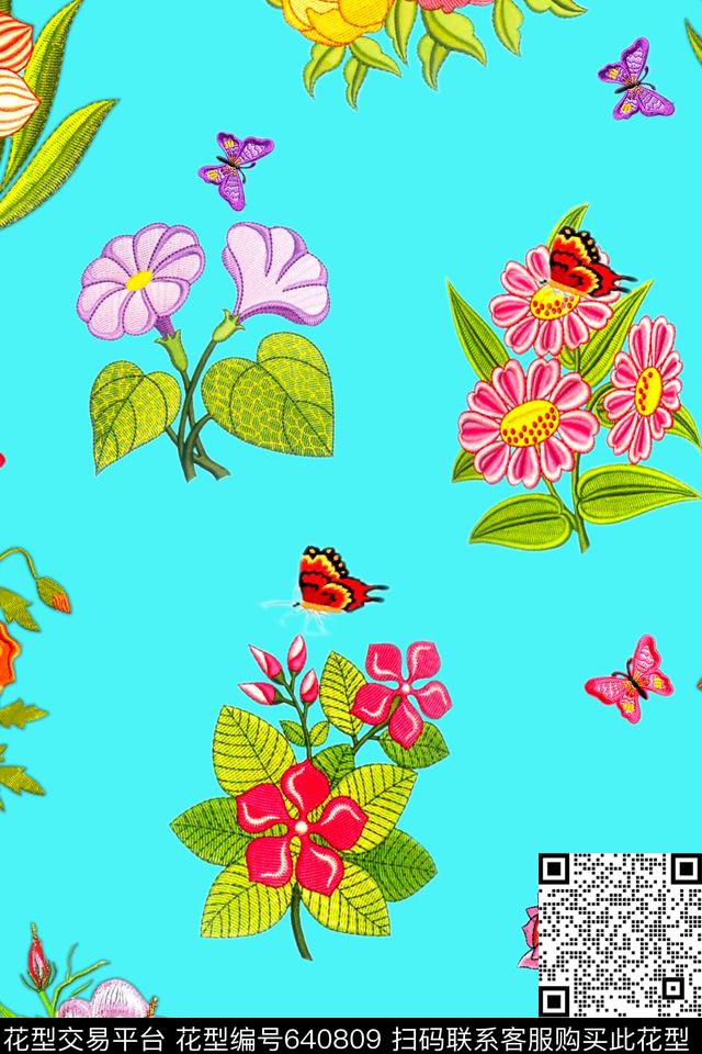 旗袍连衣裙中国风数码印花华亿平台下载（图片编号: 640809） - 瓦栏（Walan）