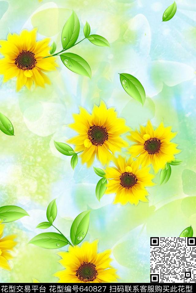 花卉叶子梦幻背景数码印花华亿平台下载（图片编号: 640827） - 瓦栏（Walan）