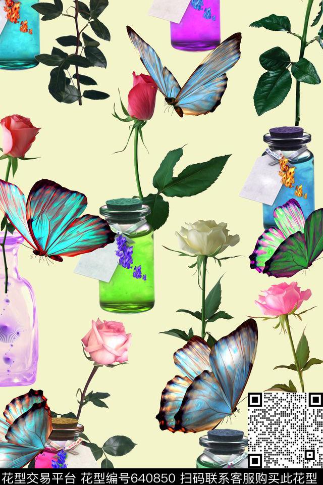 水彩花卉女装数码印花华亿平台下载（图片编号: 640850） - 瓦栏（Walan）