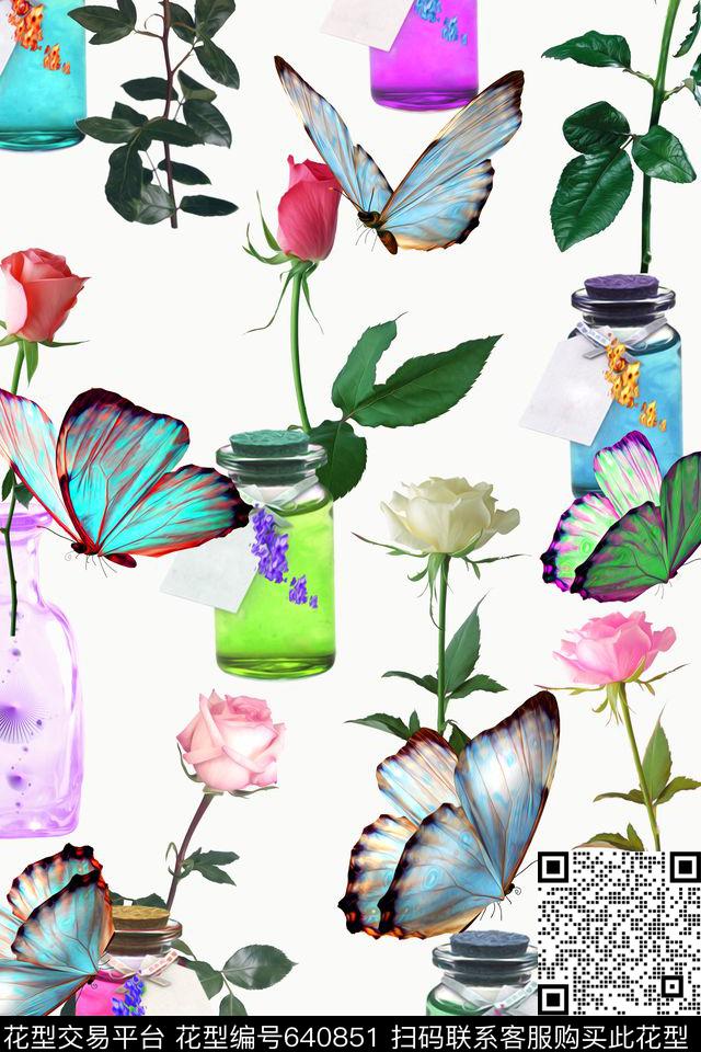 水彩花卉女装数码印花华亿平台下载（图片编号: 640851） - 瓦栏（Walan）