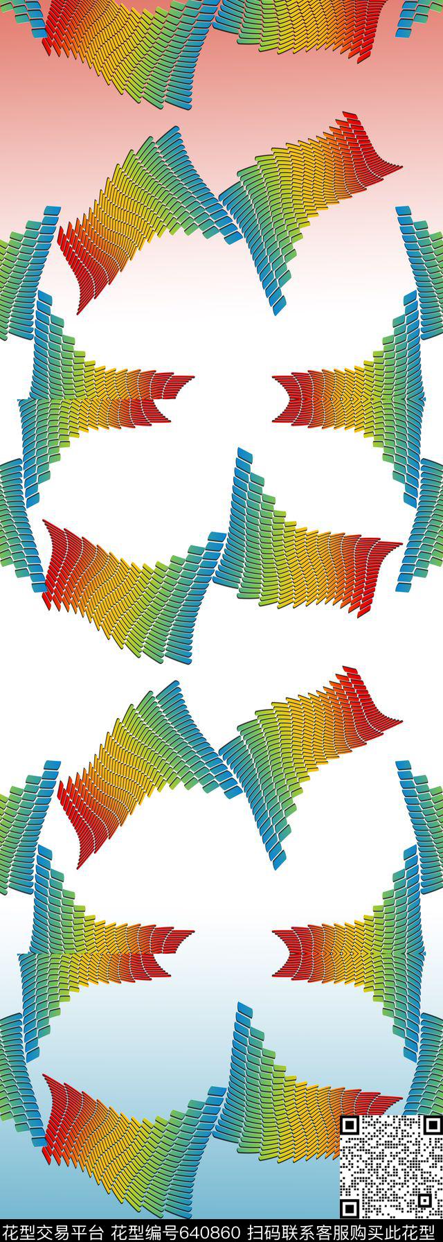 丝巾围巾秀场抽象渐变数码印花华亿平台下载（图片编号: 640860） - 瓦栏（Walan）