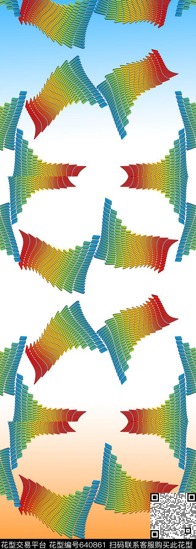 丝巾围巾秀场抽象渐变数码印花华亿平台下载（图片编号: 640861） - 瓦栏（Walan）