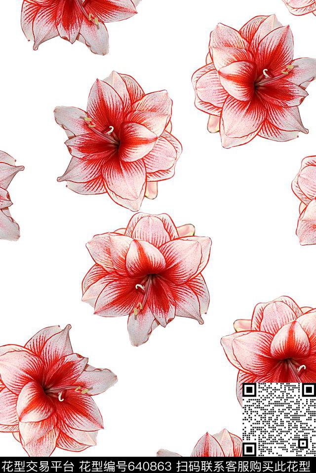 时尚抽象手绘花朵印花时尚女装裙子春夏华亿平台印花清爽柔和系列印花数码印花华亿平台下载（图片编号: 640863） - 瓦栏（Walan）