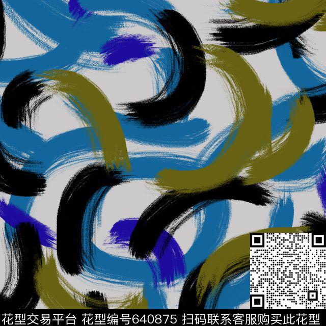 抽象水墨纹理抽象几何数码印花华亿平台下载（图片编号: 640875） - 瓦栏（Walan）