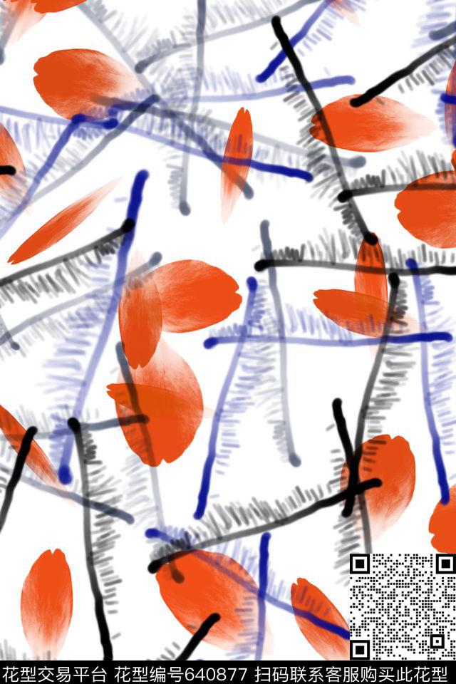 抽象水墨水彩纹理花卉数码印花华亿平台下载（图片编号: 640877） - 瓦栏（Walan）