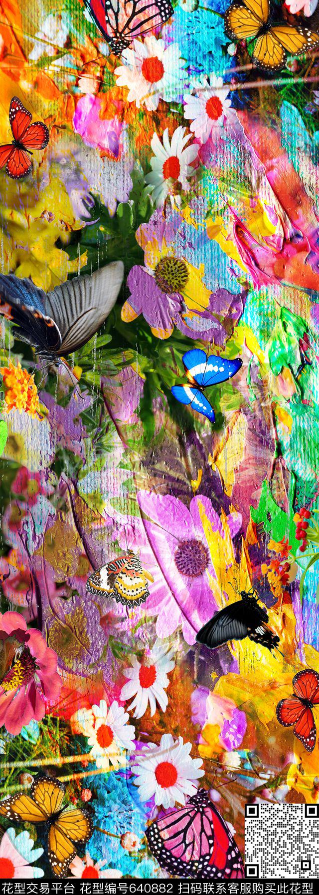 艺术风格丝巾花卉花朵数码印花华亿平台下载（图片编号: 640882） - 瓦栏（Walan）