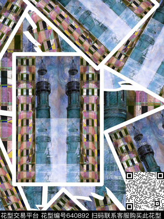 建筑风景格子数码印花华亿平台下载（图片编号: 640892） - 瓦栏（Walan）