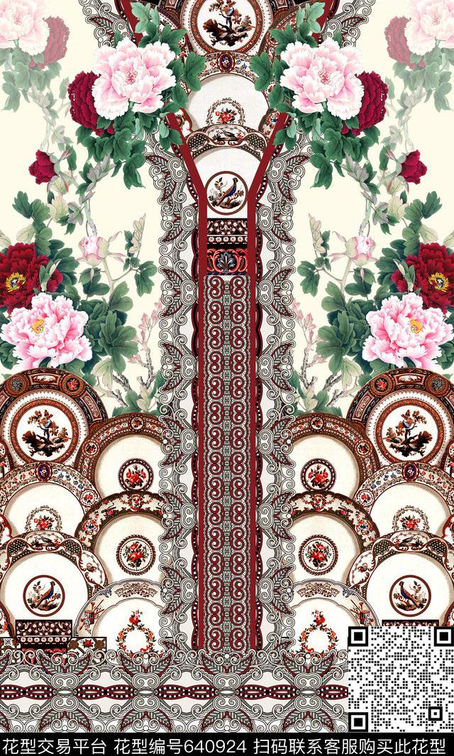 国画中国风花卉数码印花华亿平台下载（图片编号: 640924） - 瓦栏（Walan）