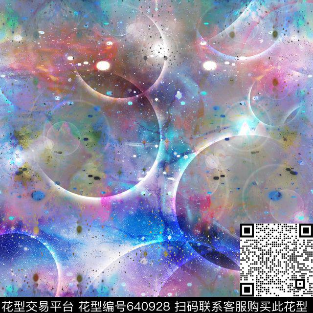 星空圆形蓝色数码印花华亿平台下载（图片编号: 640928） - 瓦栏（Walan）