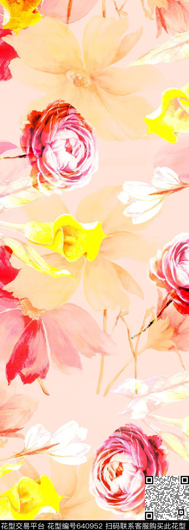 清新淡雅浪漫型花卉花卉传统印花华亿平台下载（图片编号: 640952） - 瓦栏（Walan）