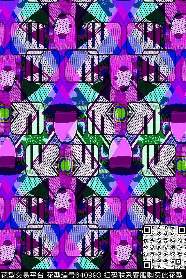 菱形方格不规则几何传统印花华亿平台下载（图片编号: 640993） - 瓦栏（Walan）