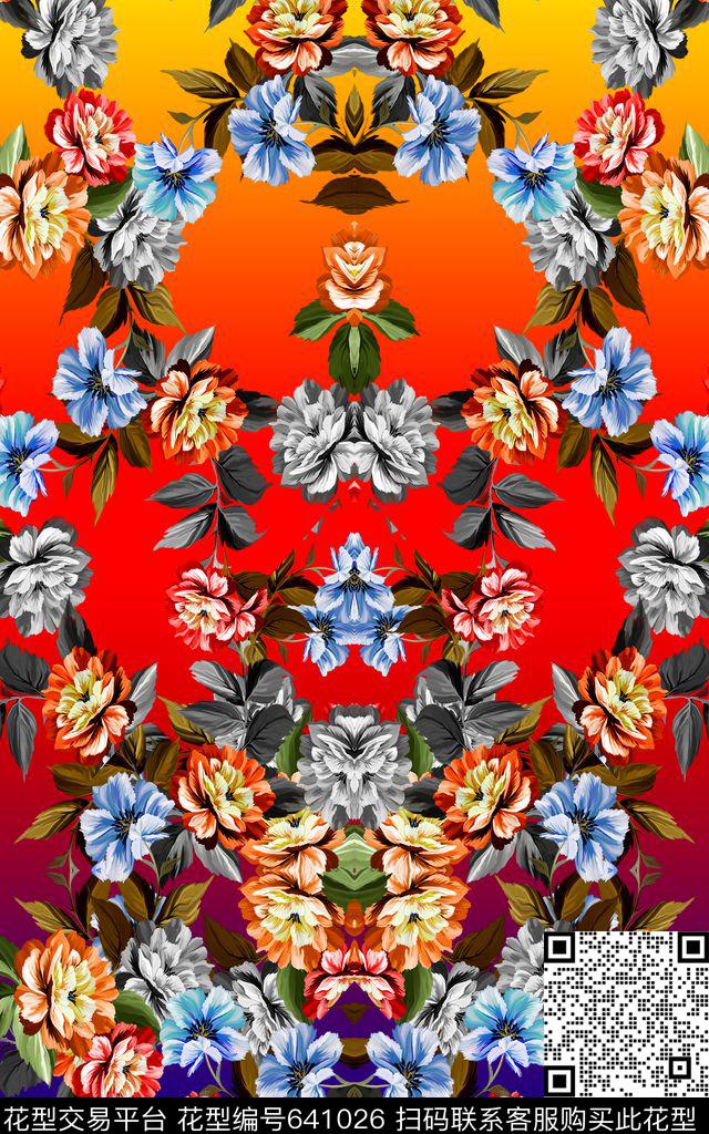 花朵花卉数码印花华亿平台下载（图片编号: 641026） - 瓦栏（Walan）
