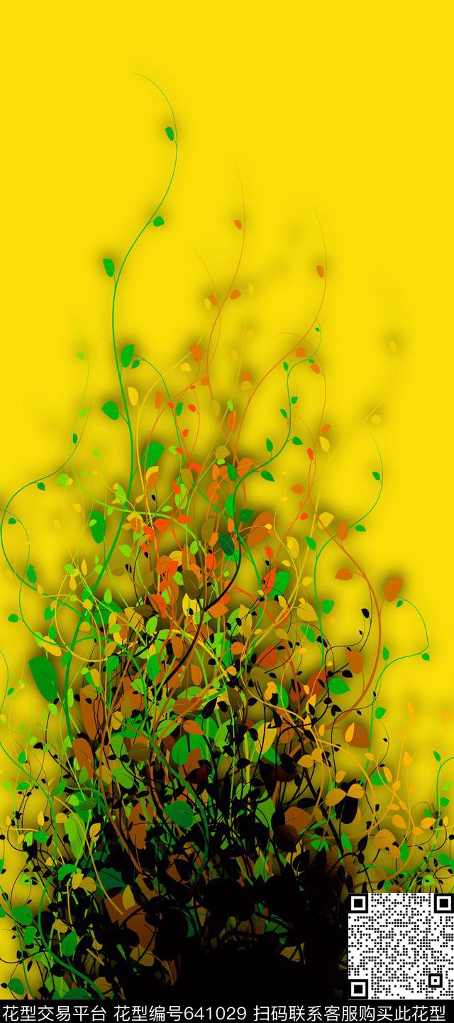 树枝叶子数码印花华亿平台下载（图片编号: 641029） - 瓦栏（Walan）