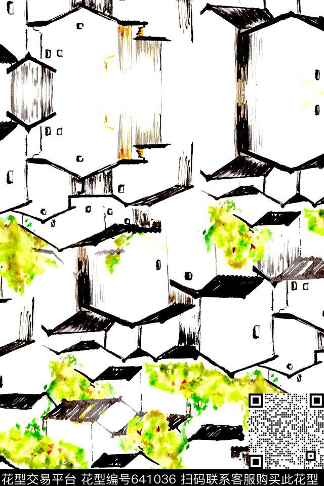 中国风水彩手绘数码印花华亿平台下载（图片编号: 641036） - 瓦栏（Walan）